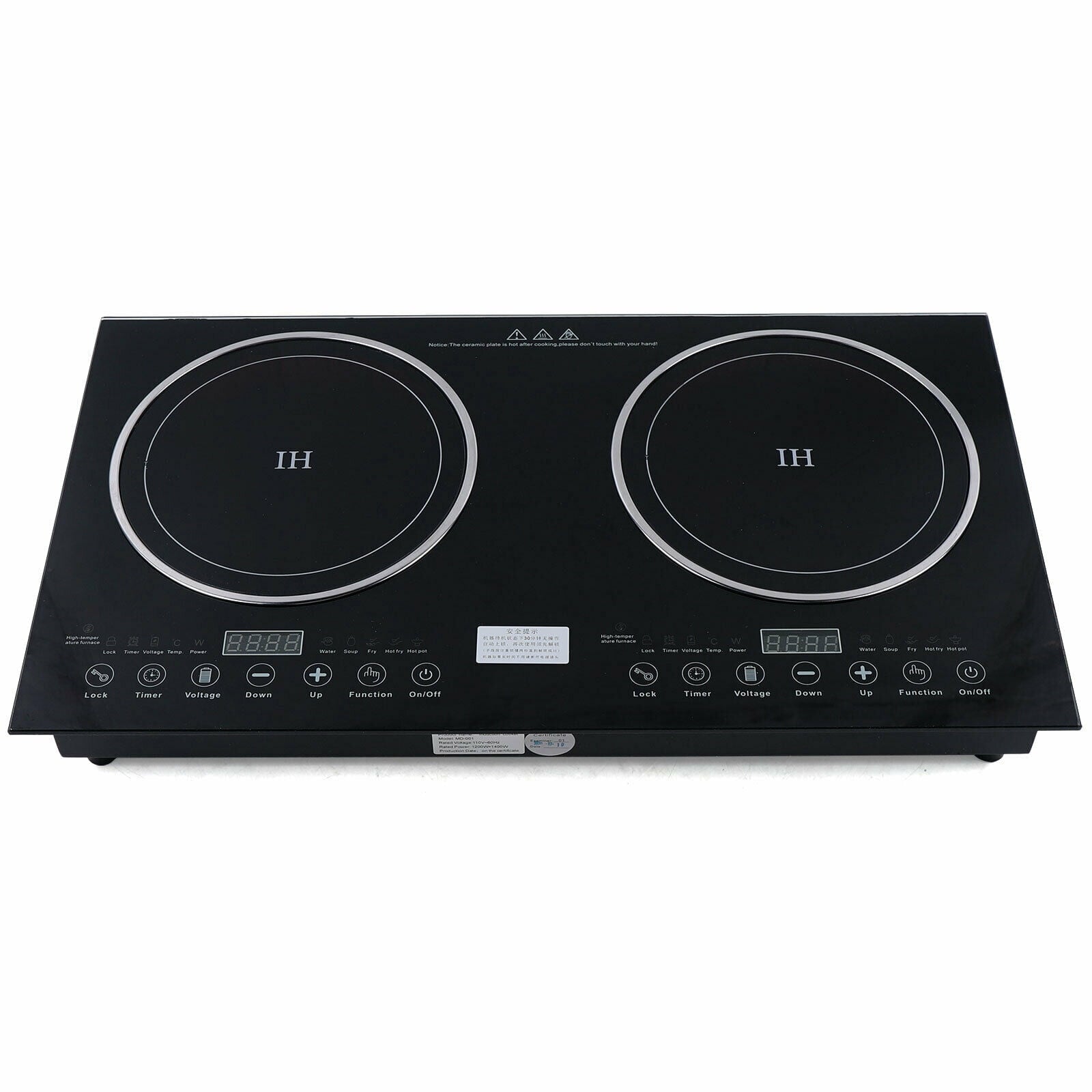 110V Electric Countertop/Built in Induction Ceramic Cooker Cooktop 2Burner 2600W