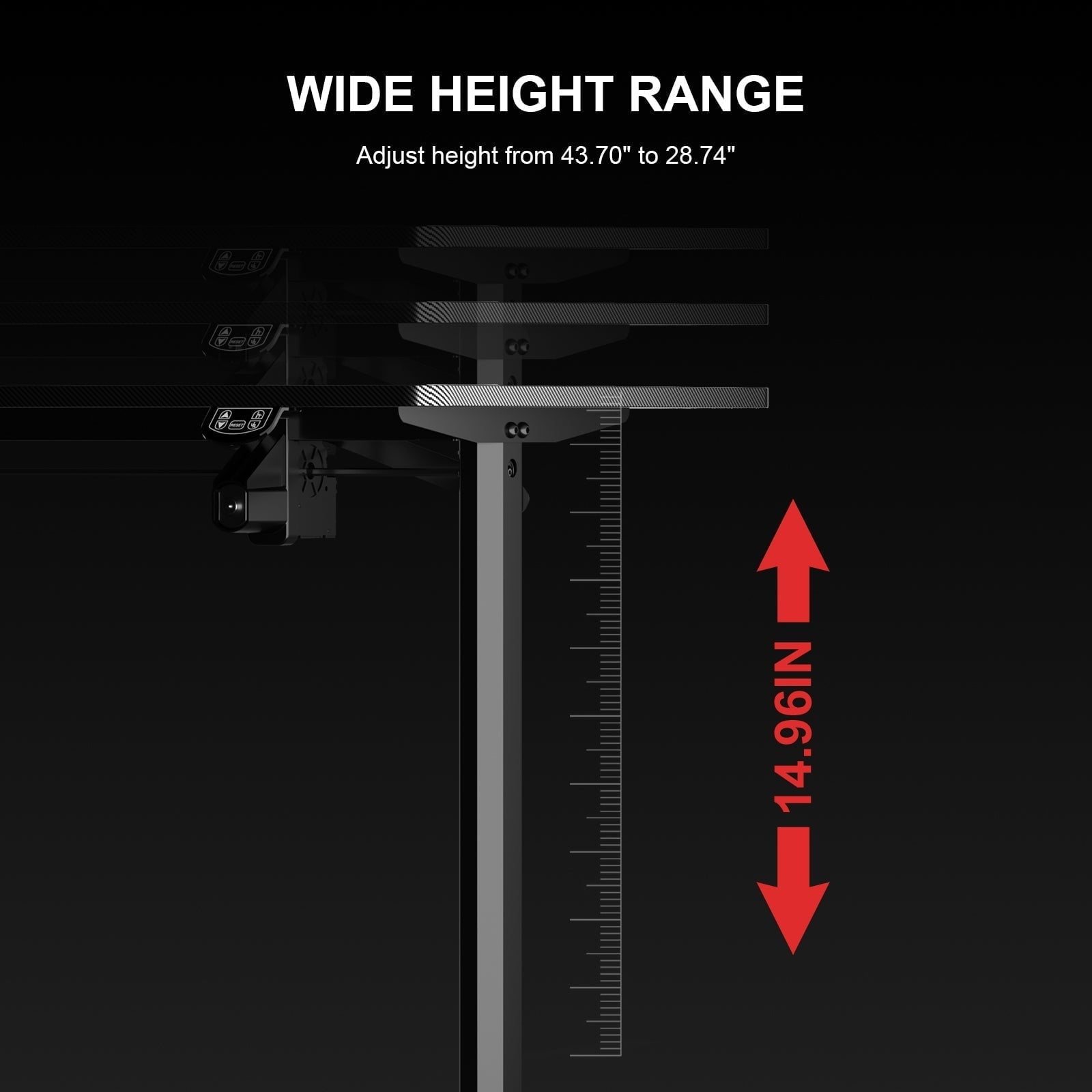 GTRACING 55 Inches Electric Standing Gaming Desk, RGB