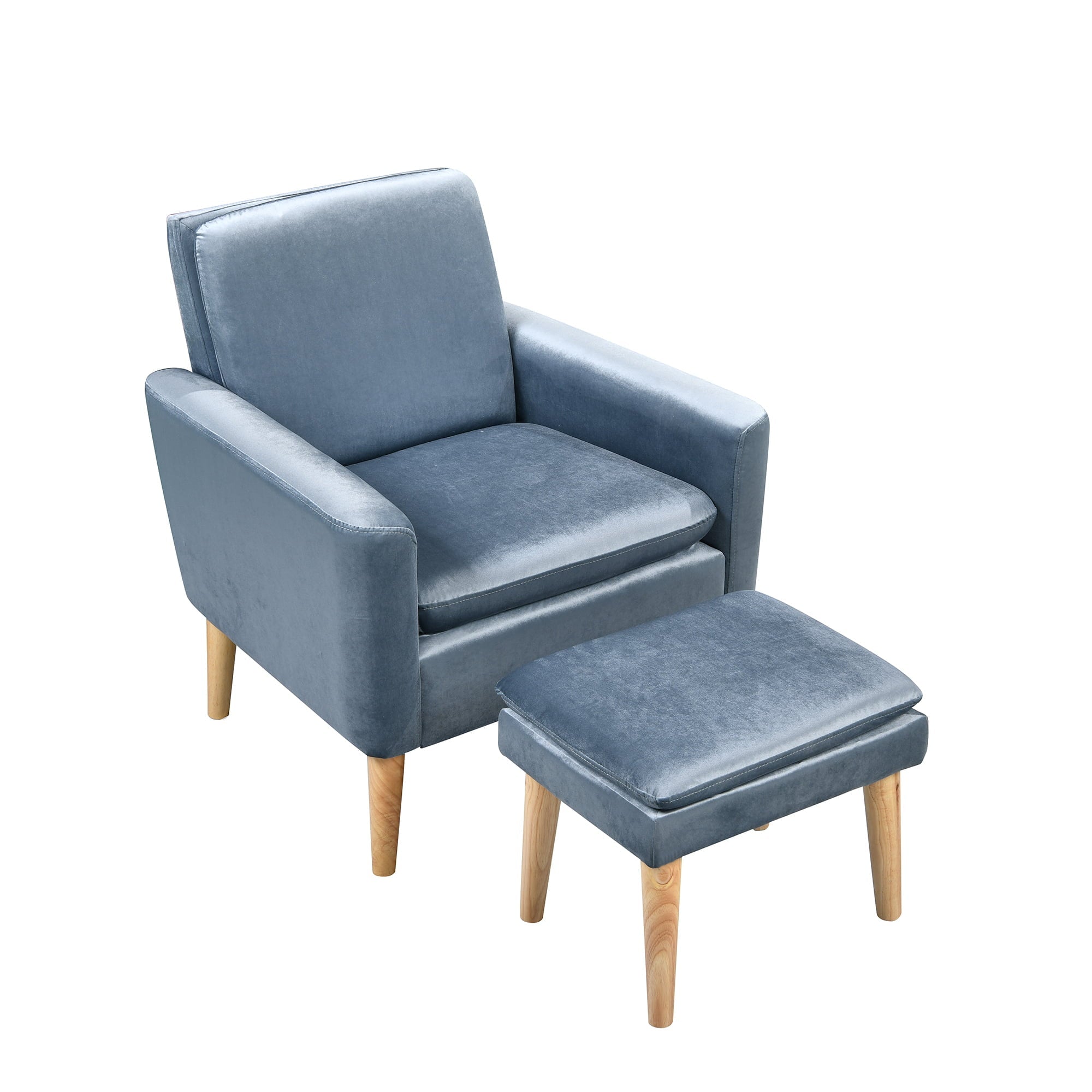 grey armchair with ottoman