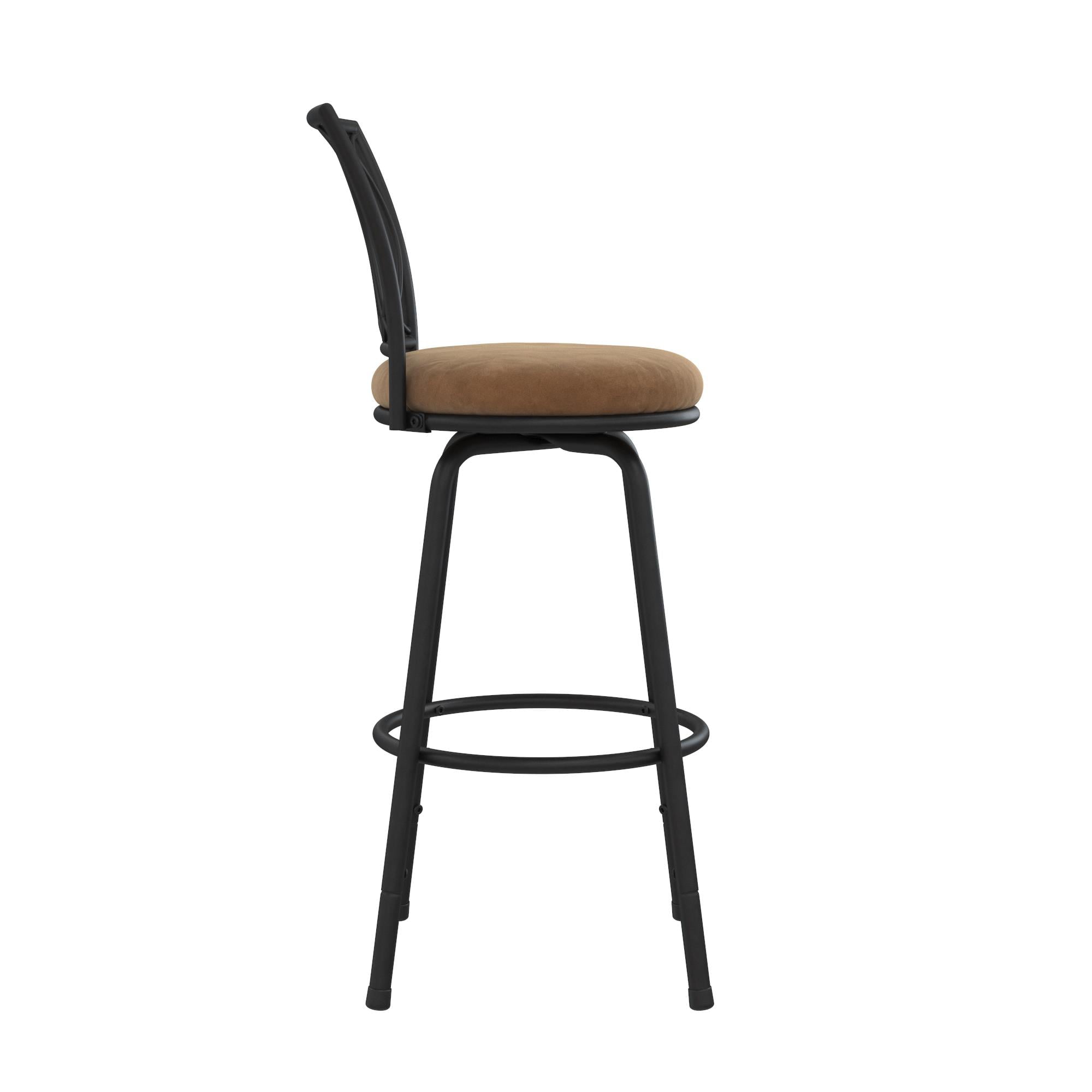 DHP Arcadio Adjustable Swivel Barstool, Tan Microfiber, Set of 3