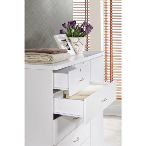Hodedah 7 Drawer Jumbo Chest, Five Large Drawers, Two Smaller Drawers with Two L