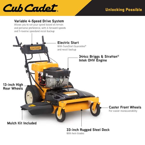 33 in. 10.5 HP Briggs and Stratton Electric Start Gas Engine Wide Area Walk Behind Self Propelled Lawn Mower