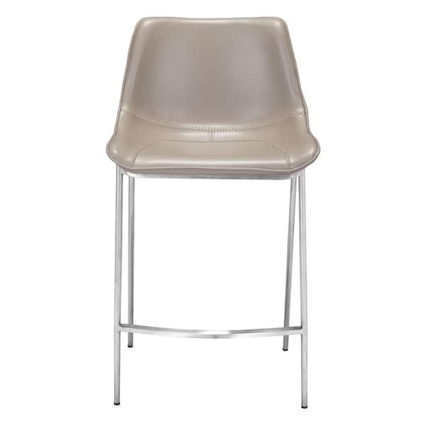 Magnus Gray High Back Metal Counter Height (24-27 in.) Bar Stool