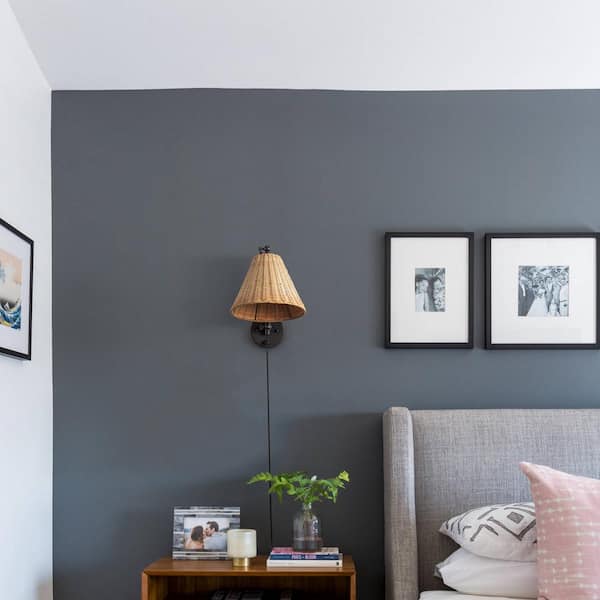 Black Woven Rattan Plug-in Swing Arm Wall Lamp with On/Off Switch