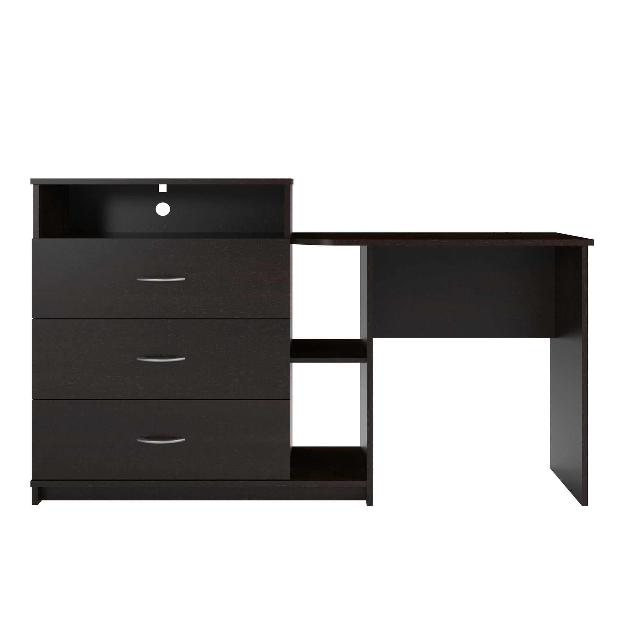 Elm & Oak Somerset 3 in 1 Media Dresser and Desk Combo, Espresso