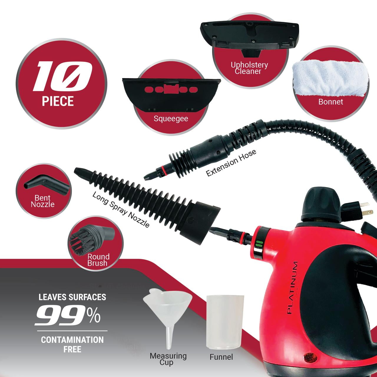 Platinum Deep Cleaning Pressurized Steamer Tool, 10 Piece