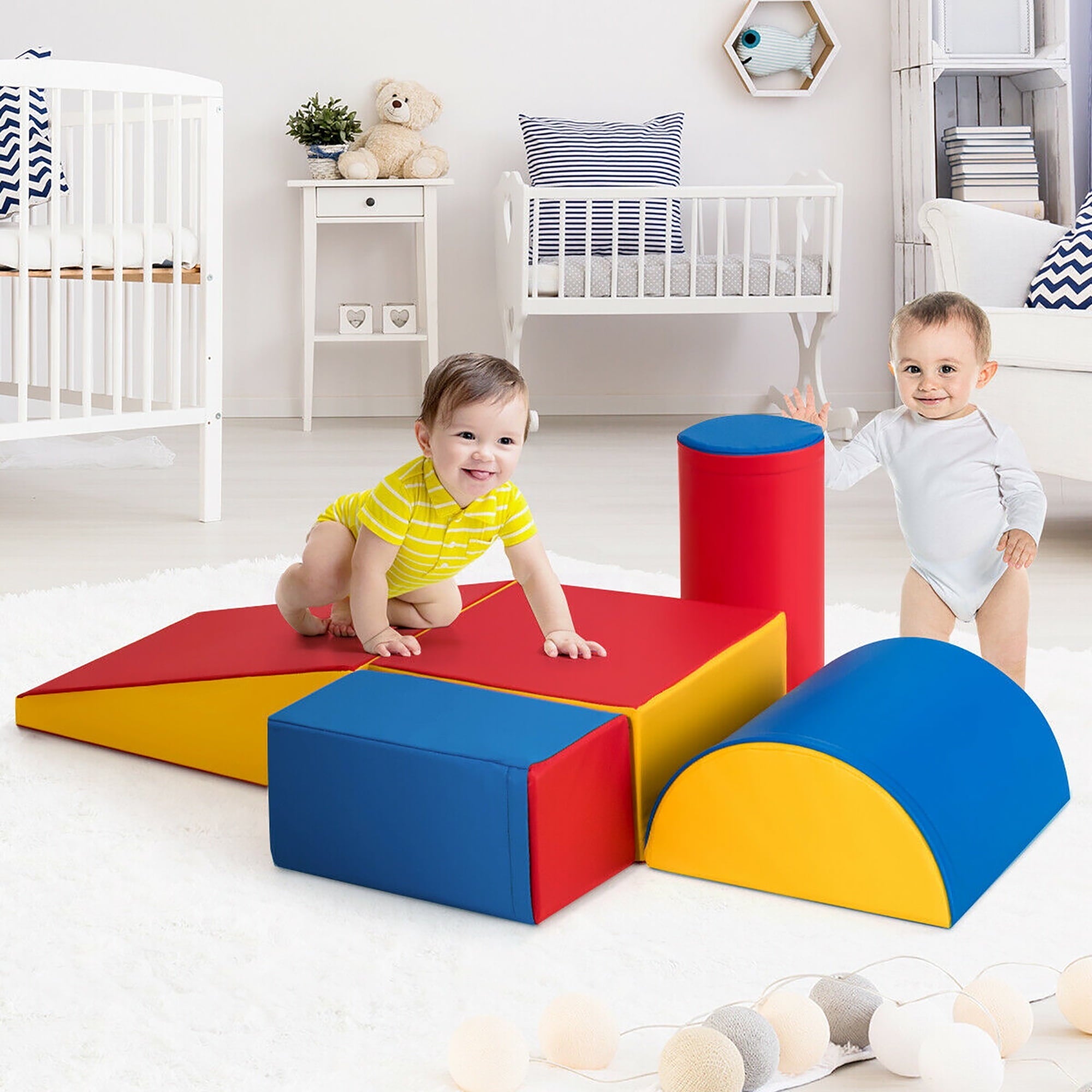 5 Piece Climb and Crawl Foam Activity Play Set,Safe Active Climbing,Lightweight Interactive Set