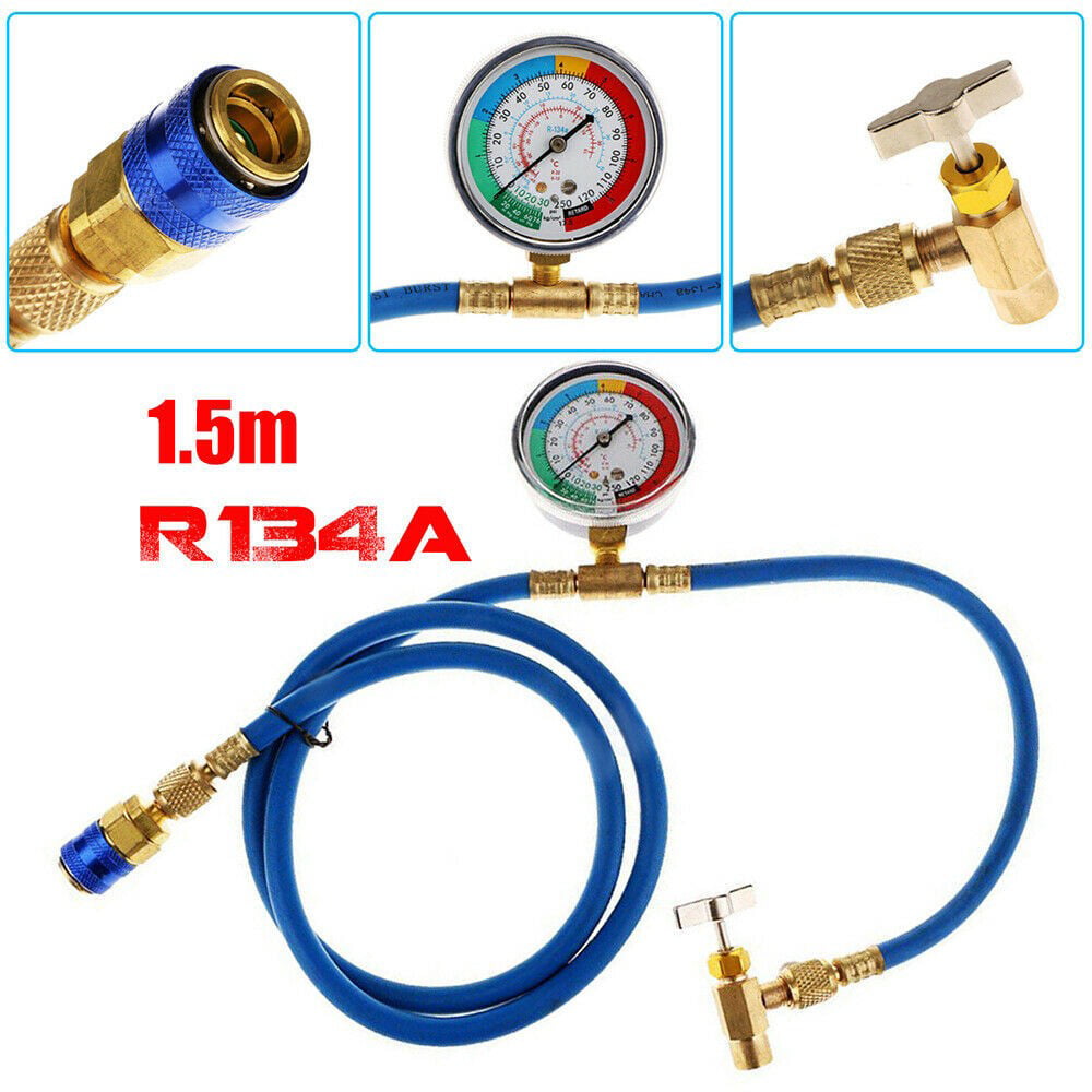 Car Auto Air Conditioning AC R134A Refrigerant Recharge Measuring Hose w/ Gauge