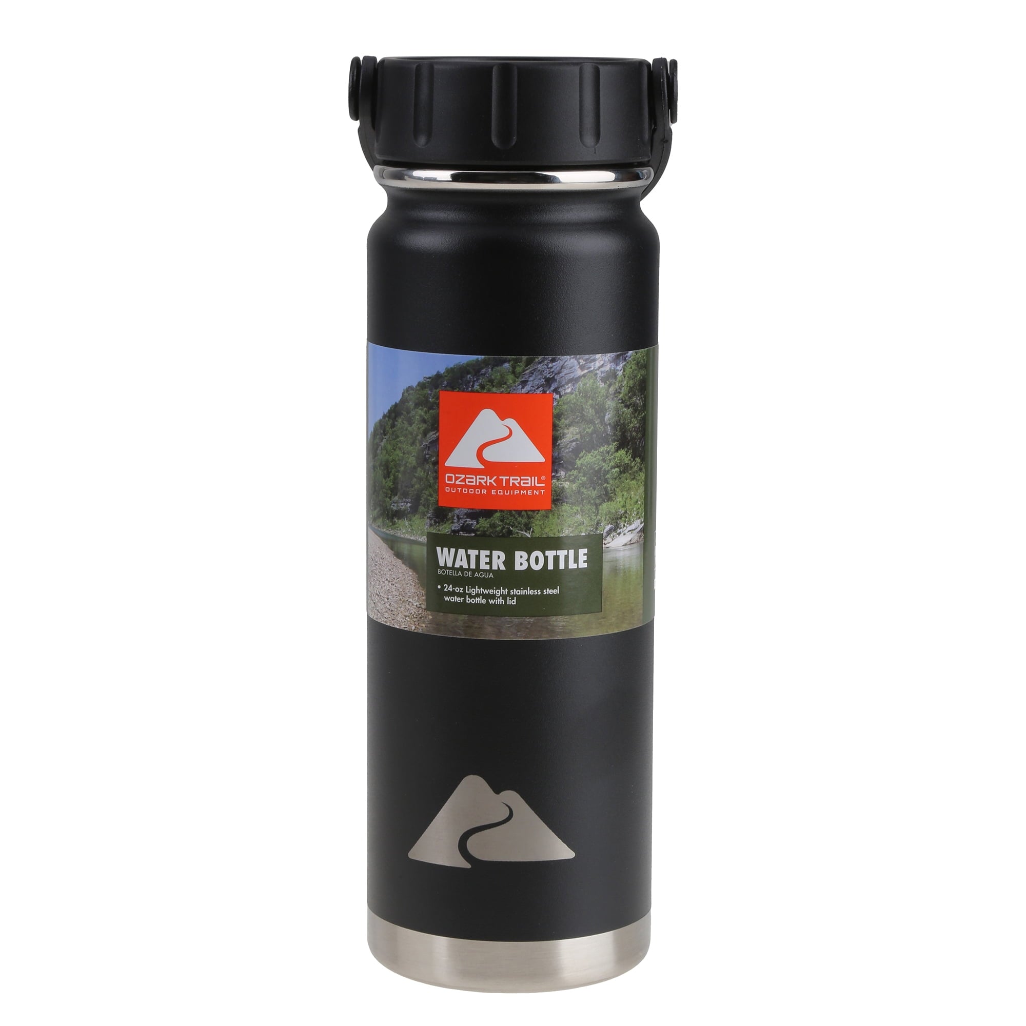 Ozark Trail 24 oz Black Stainless Steel Water Bottle with Screw Cap