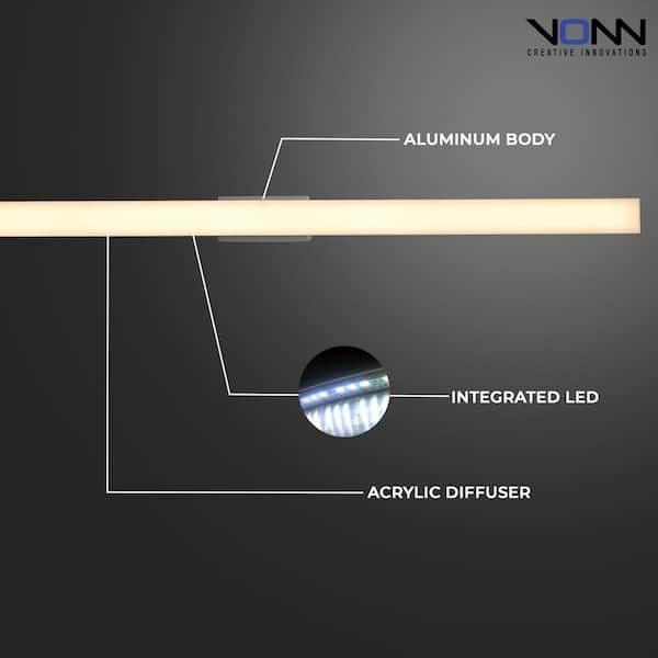Procyon 36 in. Silver ETL Certified Integrated LED Vanity and Bathroom Lighting Fixture AC LED ADA Compliant IP44