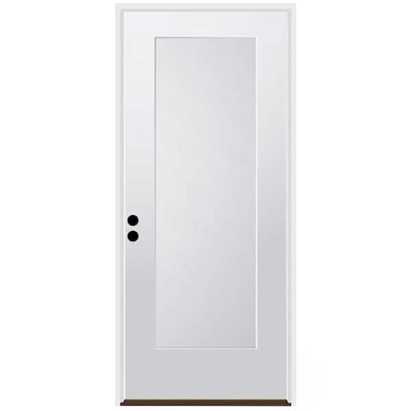 36 in. x 80 in. 1-Panel Right-Hand/Inswing Unfinished Primed White Fiberglass Prehung Front Door w/6-9/16 in. Jamb Size