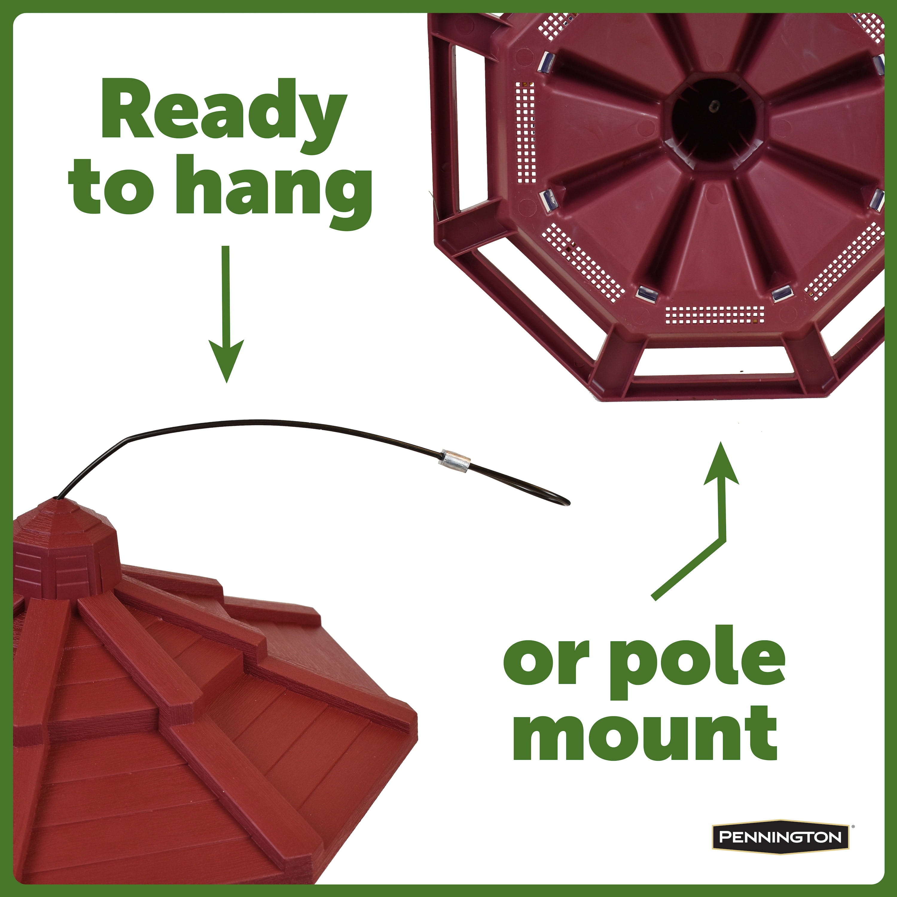 Pennington Red Resin Grand Ecozebo Wild Bird Feeder, 10 lb. Capacity, 1 Pack