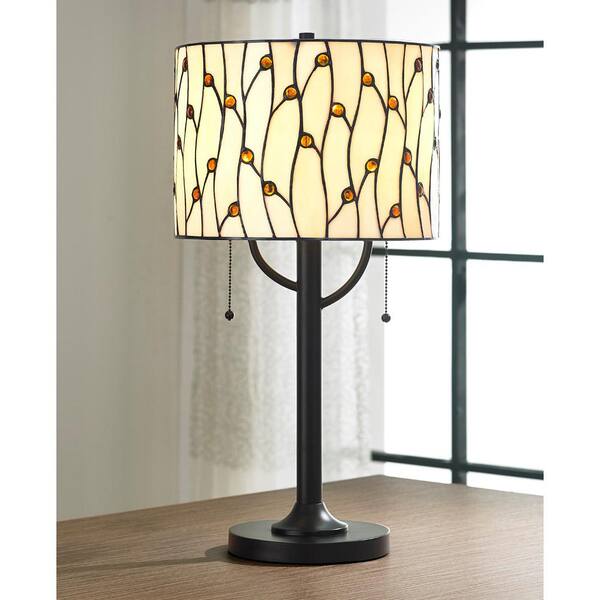 Vin.es 25 in. ORB Finish Tiffany Table Lamp with Warm Natural Shade