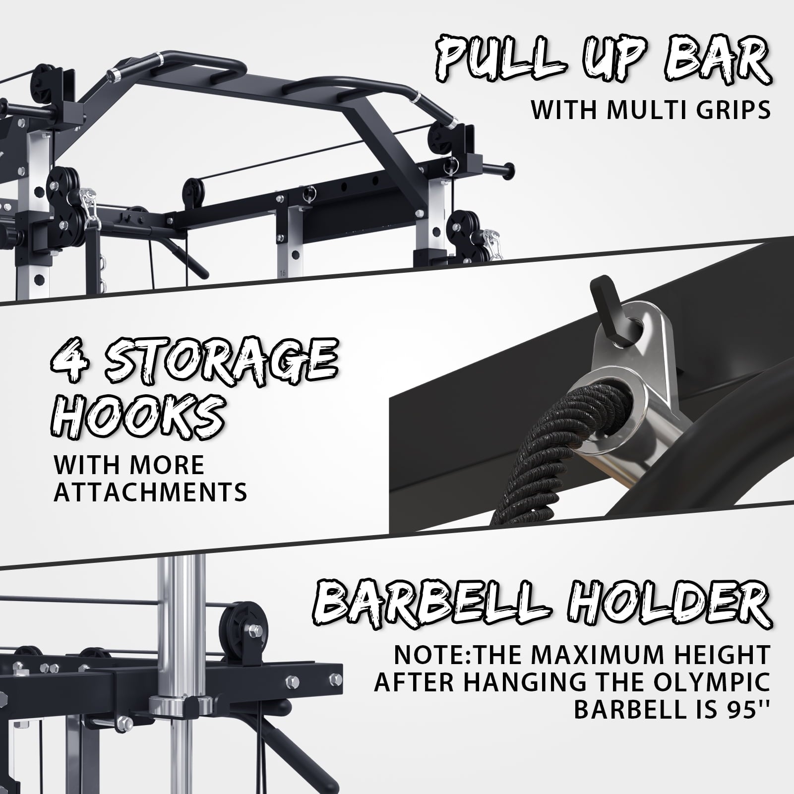Mikolo Power Rack Cage, 1500 lbs Weight Rack with Cable Crossover Machine,Multi-Function Squat Rack with J Hooks,Dip Bars and Landmine for Home Gym (Silver)