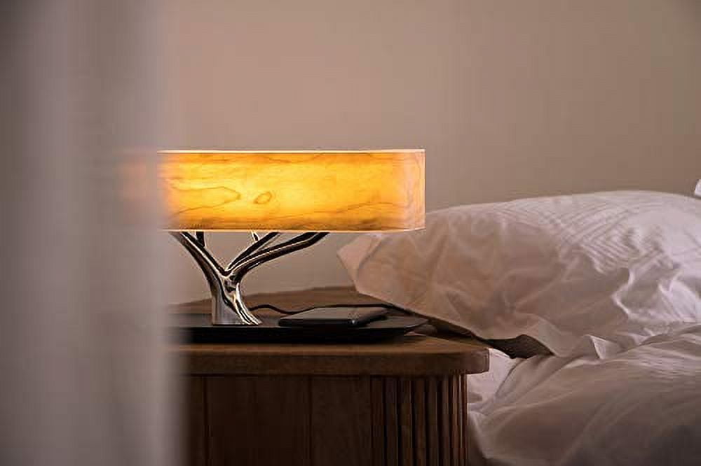 Bonsai Tree of Light - Bedside Smart Table Lamp with Built-in Bluetooth Speaker and Wireless Charger for Bedroom, Office, Living Room, Stepless Dimming Desk Lamp with Sleep Mode