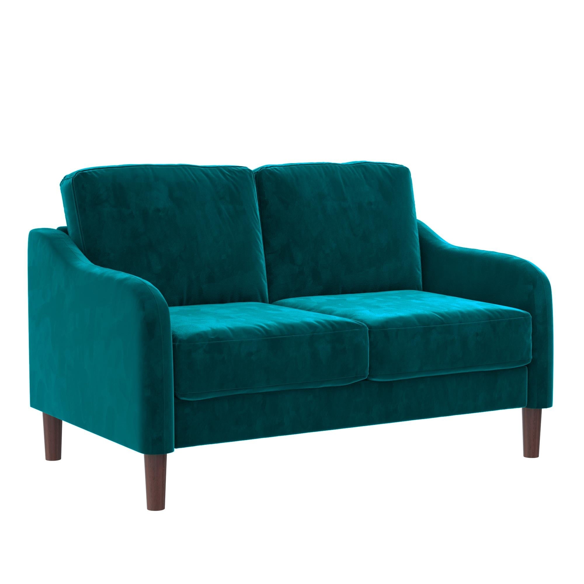 DHP Marbella 2-Seater Loveseat Sofa, Small Modern Couch, Green Velvet