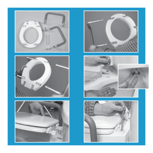Raised Toilet Seat with Handles, Standard Elongated Toilets