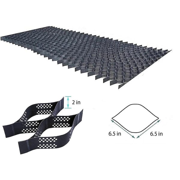 10 ft. x 16.5 ft. x 2 in. Plastic Ground Geo Grid Driveway Ground Pavers for Landscaping