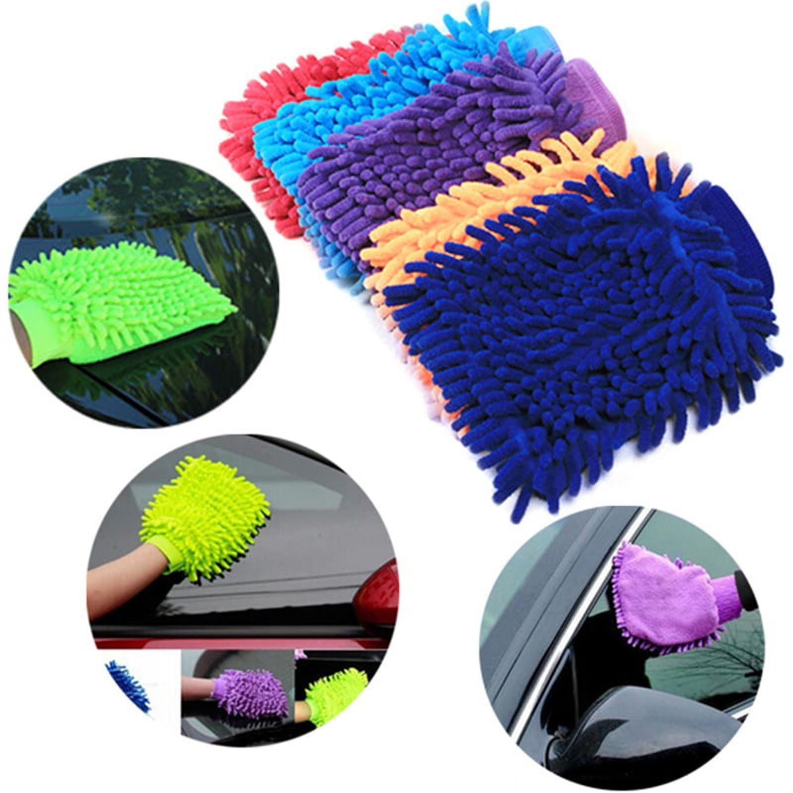 Casewin Car Wash Mitt – Scratch-Free Chenille Microfiber Washing Mitts, Dual Sided Cleaning Gloves for Dirt & Bugs - Premium Sponge Cloths for Cars, Trucks and Boats - 4Pack