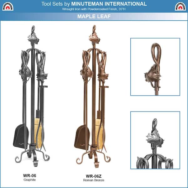 Maple Leaf 35 in. Tall 5-Piece Graphite Fireplace Tool Set