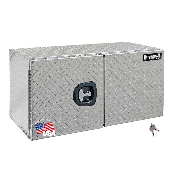 18 in. x 18 in. x 48 in. Diamond Plate Tread Aluminum Underbody Truck Tool Box with Barn Door