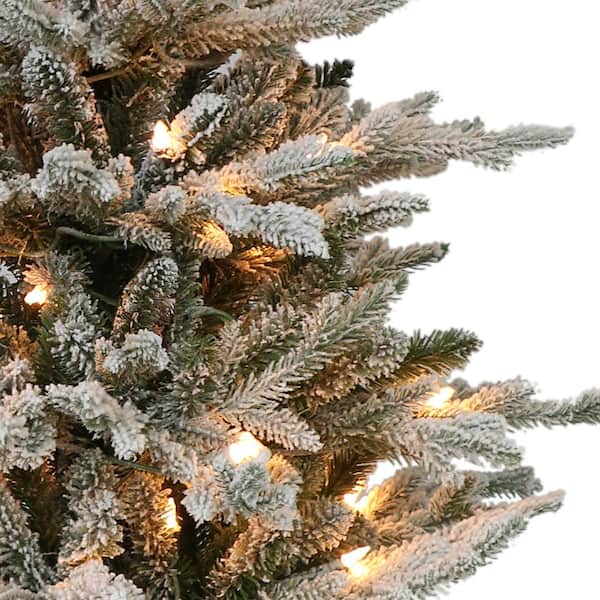 4.5 ft. Pre-Lit Potted Flocked Arctic Fir Artificial Christmas Tree with 70 UL-Listed Clear Lights