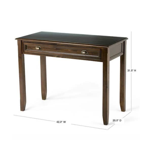 Burlington Solid Wood Transitional 42 in. Wide Writing Office Desk in Mahogany Brown