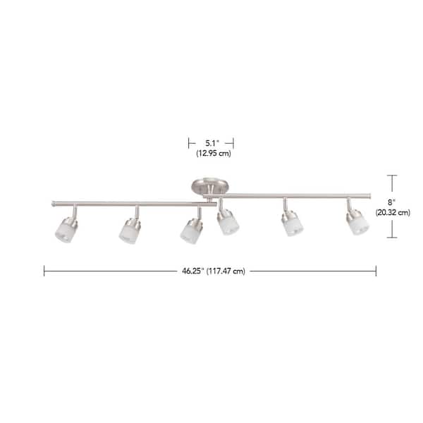 Spence 3.85 ft. 6-Light Brushed Nickel Flexible Track Lighting Kit with Frosted Glass Shades