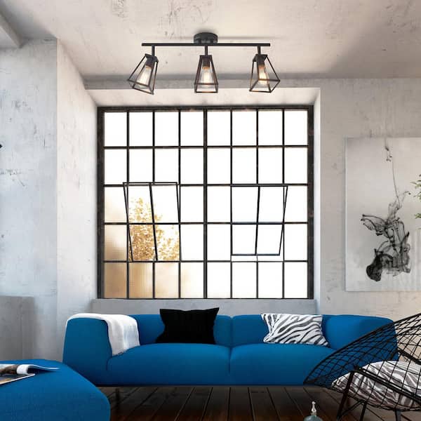 2 ft. 3-Light Matte Black Fixed Track Lighting Kit