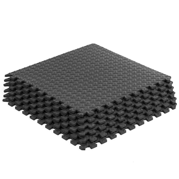 Exercise Puzzle Mat Black 24 in. x 24 in. x 0.5 in. EVA Foam Interlocking Anti-Fatigue Exercise Tile Mat (6-Pack)
