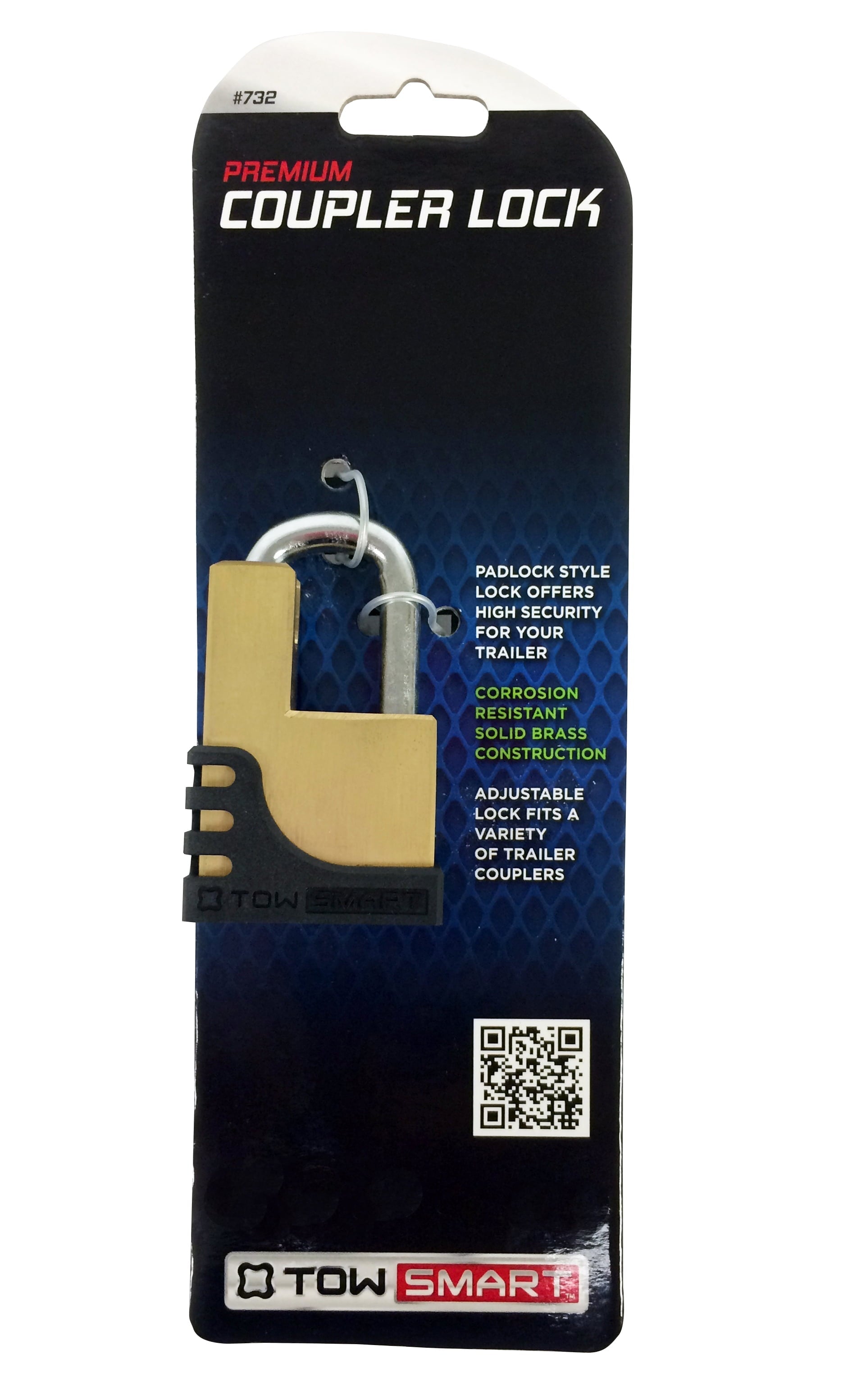 TowSmart Premium Coupler Lock with 2 Keys, Brass, 732