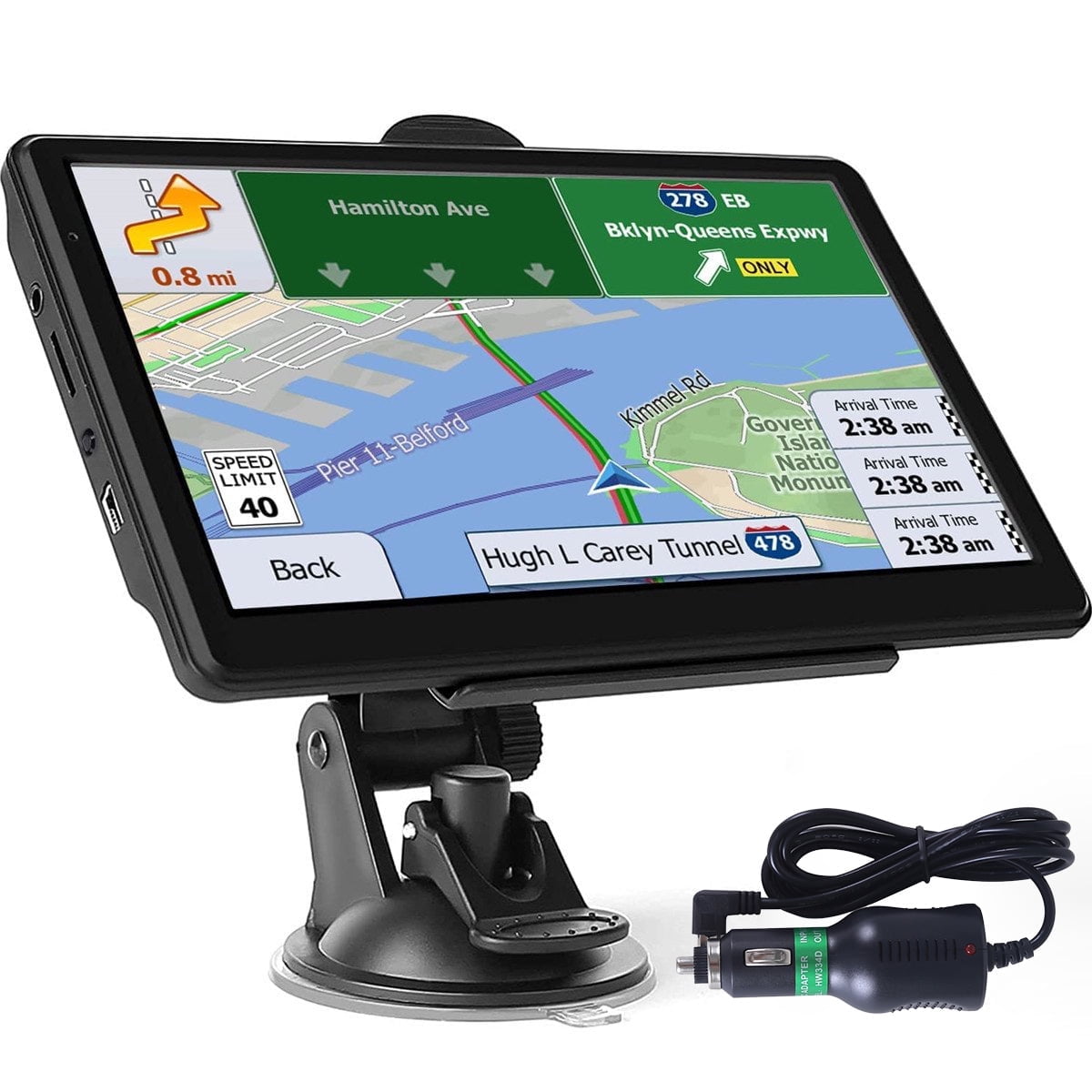 Sunthon GPS Navigation for Car, GPS Truck GPS for Car Garmin 7 Inch Touch Screen 16G 256M Voice Broadcast Car Navigation System with Speed Camera Black