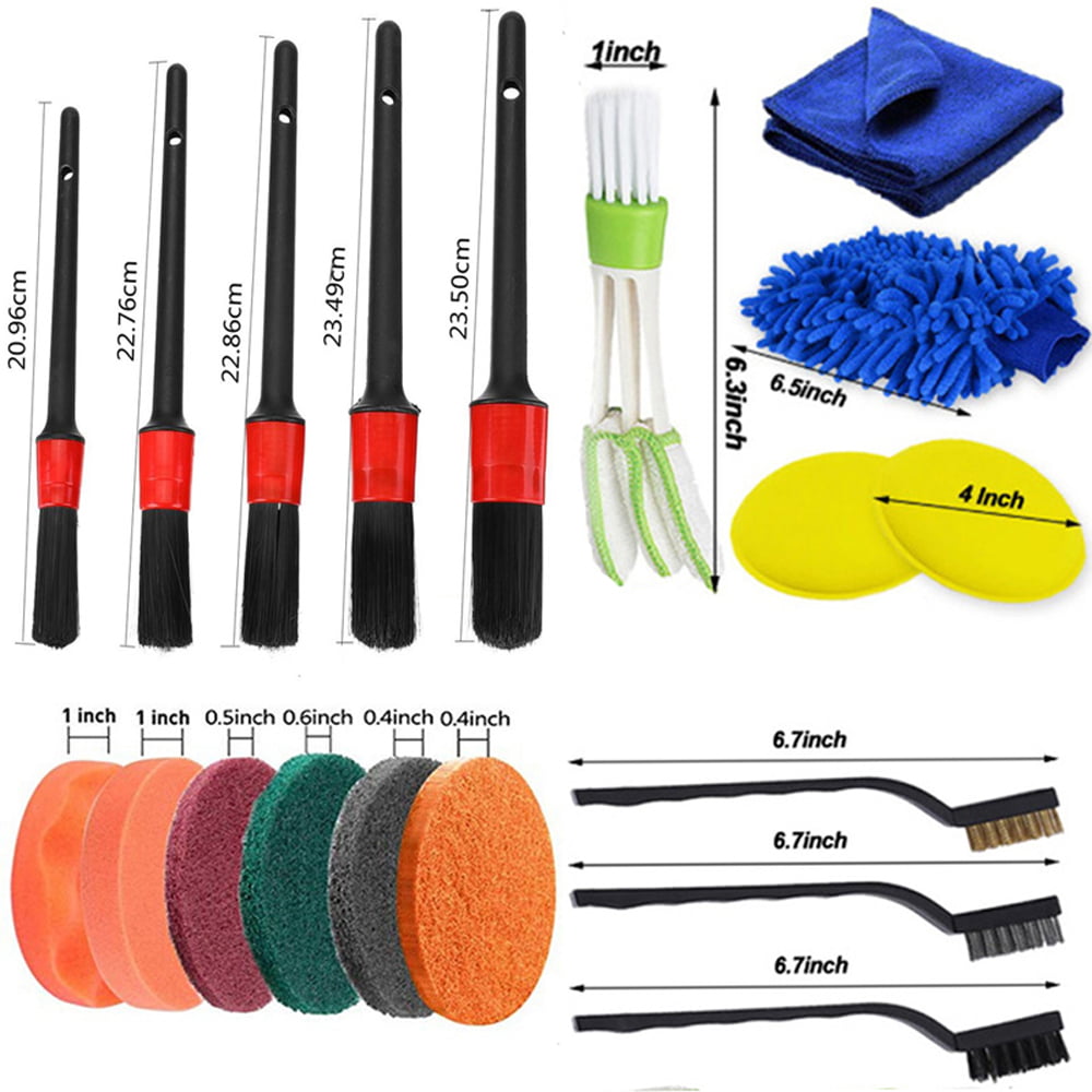 25Pack Car Detailing Brush Hair Automotive Detail Brushes Kit for Cleaning Car Interior Exterior