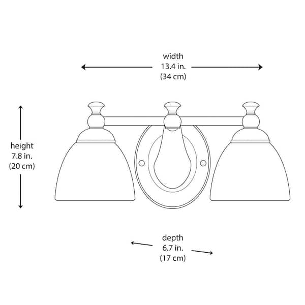 Solomone 13.4 in. 2-Light Polished Chrome Bathroom Vanity Light Fixture with Opal Glass Shades