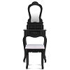 Topbuy Vanity Mirror Dressing Table Simple Style Beauty Dresser w/ Cushioned Bench Black