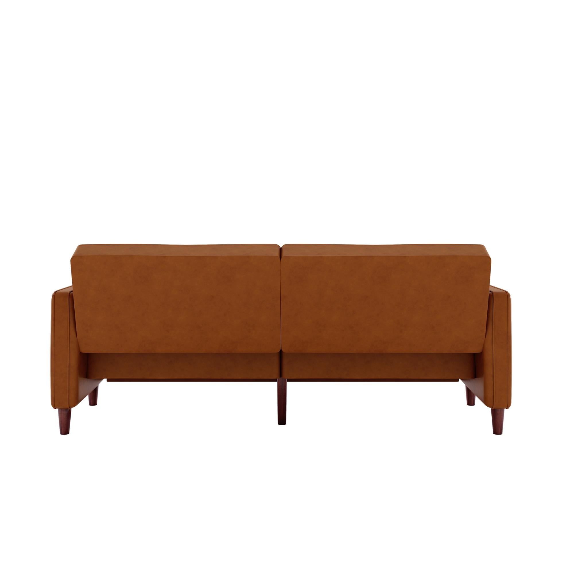 DHP Pin Tufted Transitional Futon and Sofa Bed, Camel Faux Leather