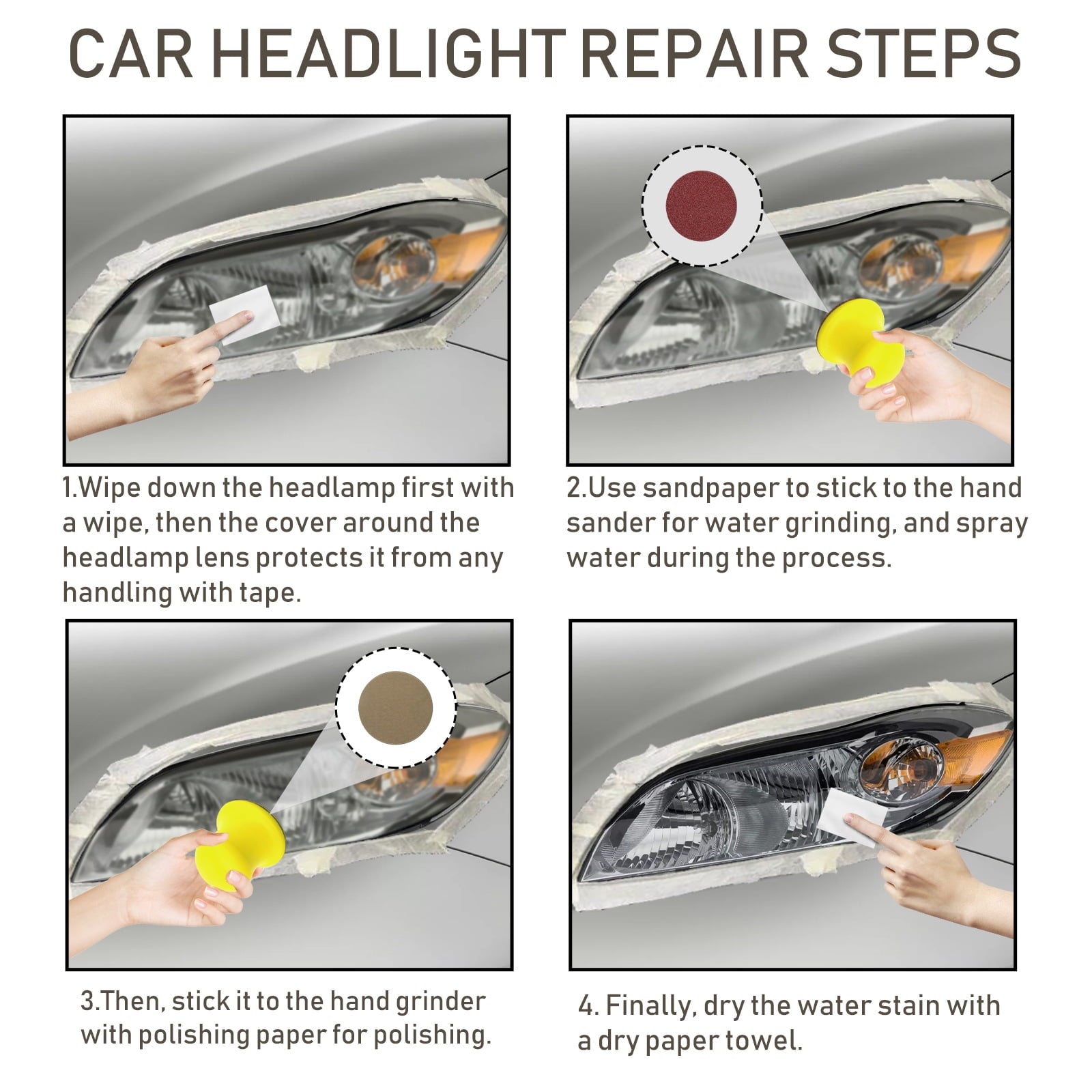 Automotive ceramic headlight repair kit, headlight lampshade repair, scratches, yellowing, polishing, renovation, brightening
