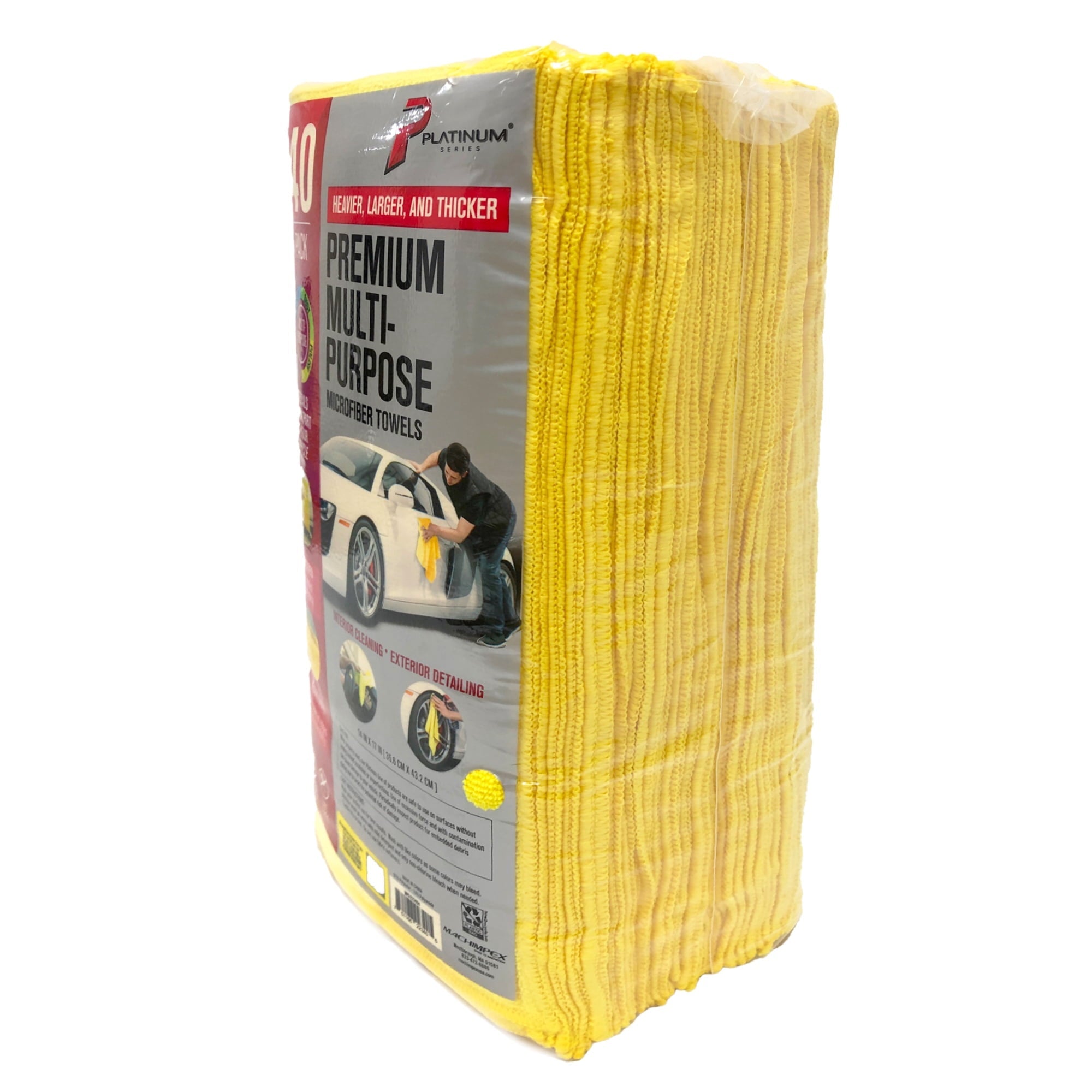 Platinum Series Premium Heavy Duty Multi-Purpose Microfiber Towel, Cleaning, Detailing, 40 Pack, Yellow