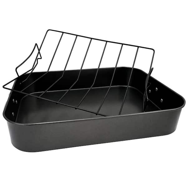 Top Roast 10 qt. Black Carbon Steel Roasting Pan with Rack