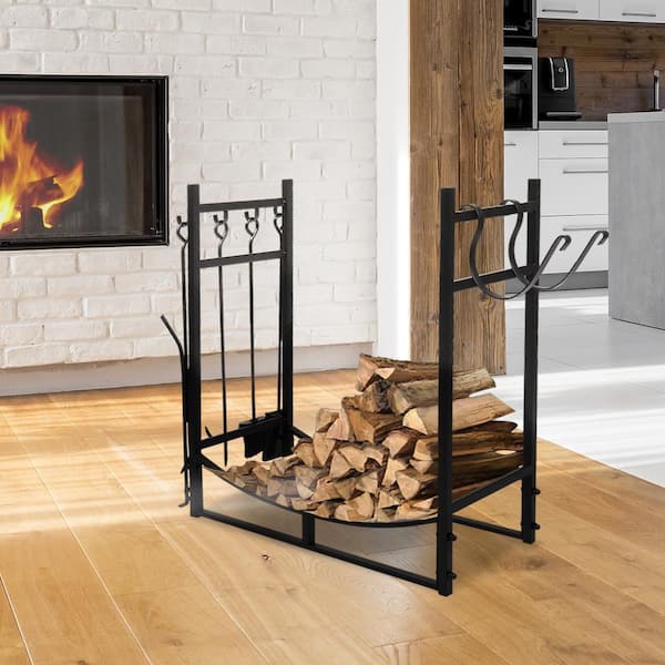36 in. Heavy-Duty Firewood Rack with Tools