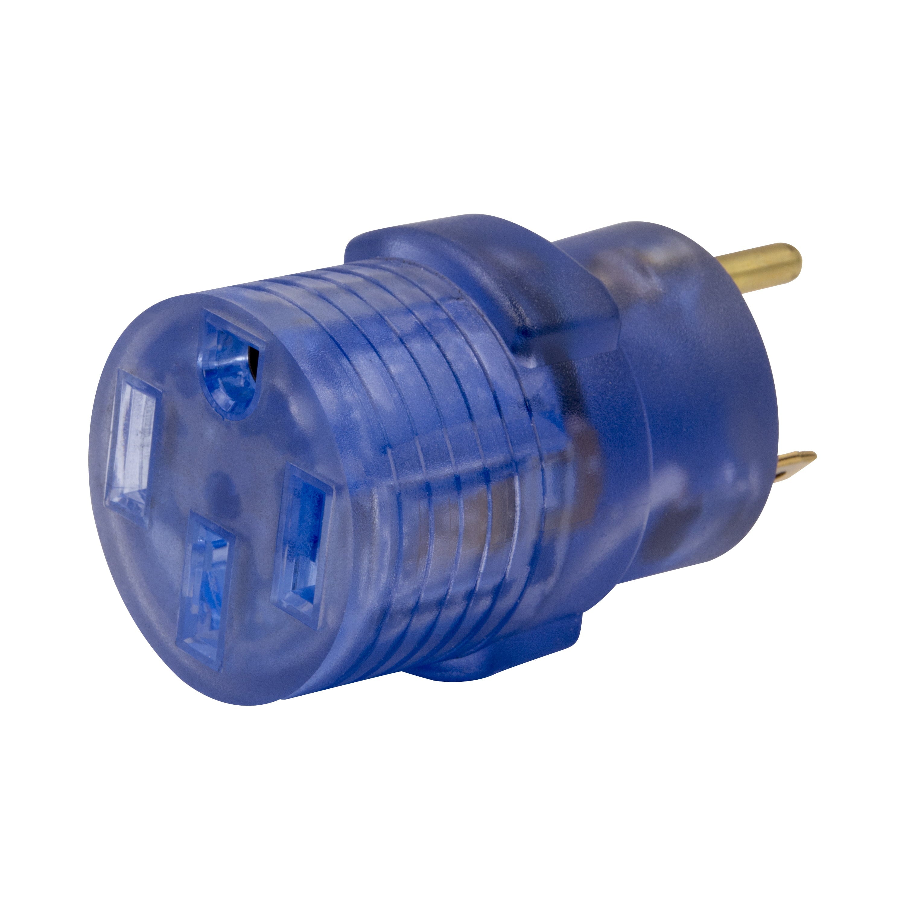 Auto Drive 30 to 50-Amp Universal RV Power Adapter with Light, Clear Blue