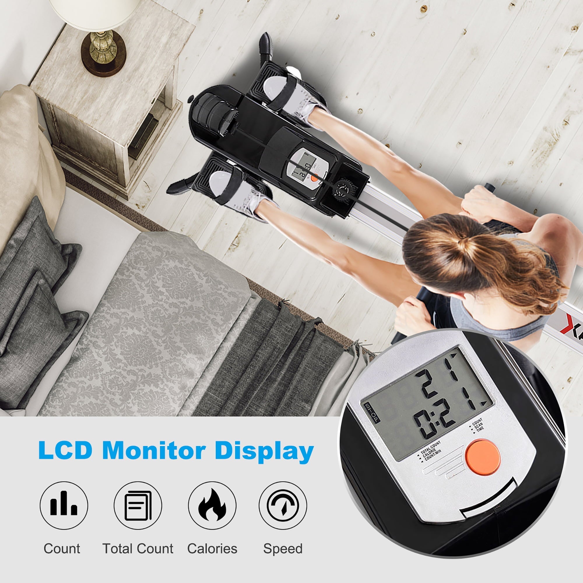 Costway Magnetic Rowing Machine, Folding Rower with LCD Display and Adjustable Resistance, Exercise Cardio Fitness Equipm