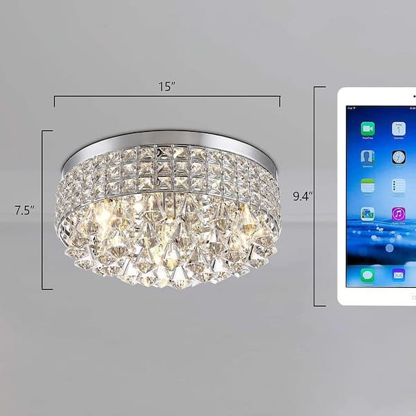 Jackson 4-Light 15 in. Chrome Flush Mount With Crystal