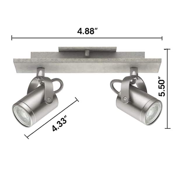 Praceta 1 ft. 2-Light Concrete Grey Incandescent or LED Track Lighting Kit with Brushed Nickel/Chrome Lamp Heads