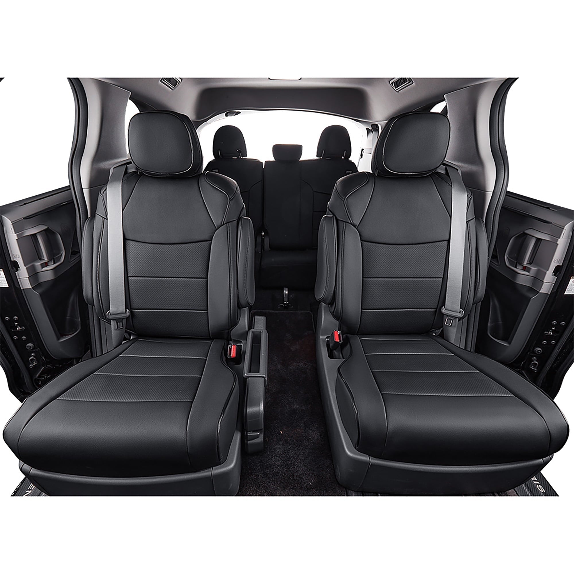 EKR Custom Fit Sienna Car Seat Covers for Toyota Sienna LE,XLE,SE,XLE Premium 2011-2020-Three Row,Breathable Leatherette Auto Seat Covers(Full Set,Black)