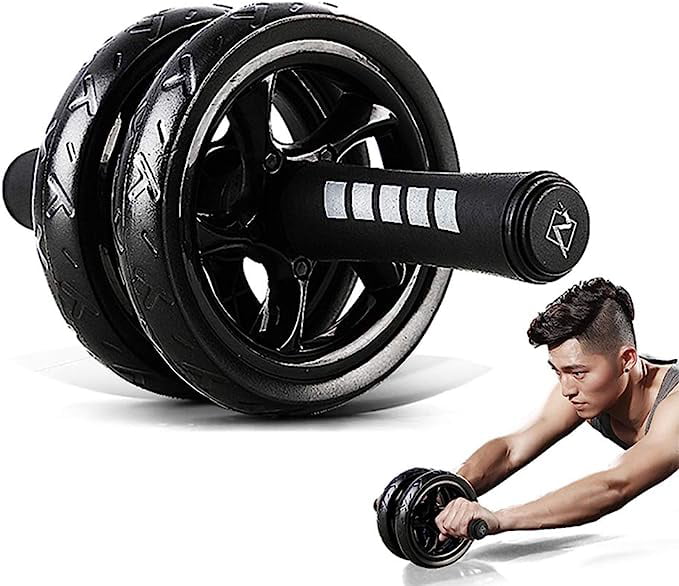 BIGUY Ab Roller Wheel for Abs Workout - Abdominal Core Exercise Equipment with Extra Thick Knee Pad Mat - w/Dual Glide Wheels