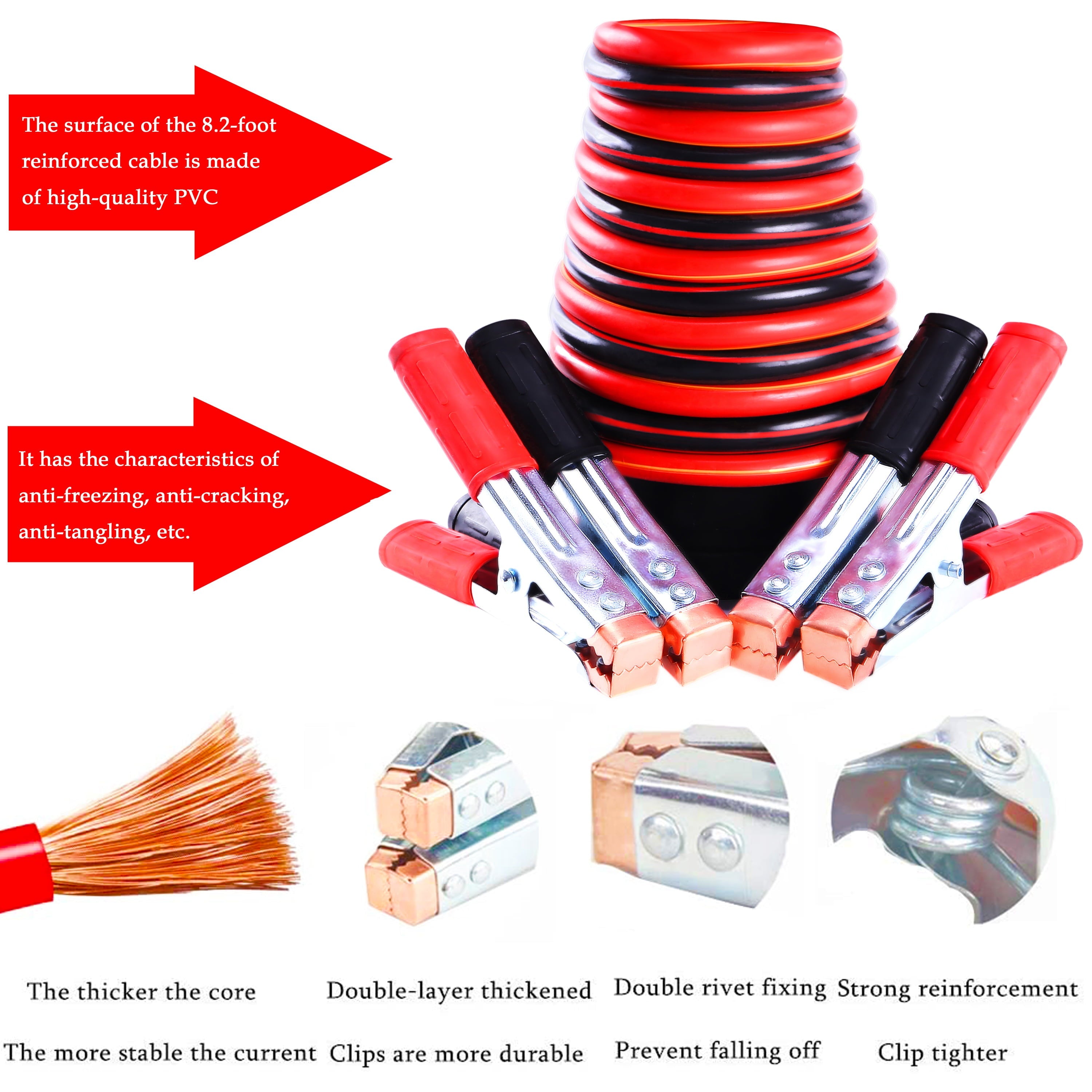 YILAIRIOU Roadside Assistance Emergency Kit - Car Emergency Kit With Jumper Cables (Upgraded) Emergency Roadside Kit for Car 142 Pieces Car Safety Kits ,Tow Strap,Tool Kit,Reflective Warning Triangle