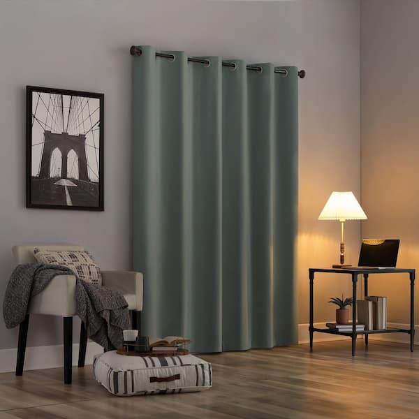 Cyrus Thermal 40 in. W x 84 in. L 100% Blackout Grommet Curtain Panel in Mineral