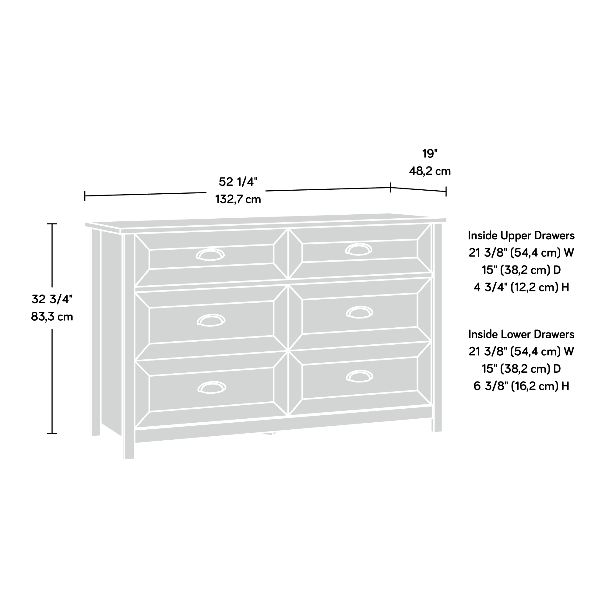 Better Homes & Gardens Lafayette 6-Drawer Dresser, Soft White Finish