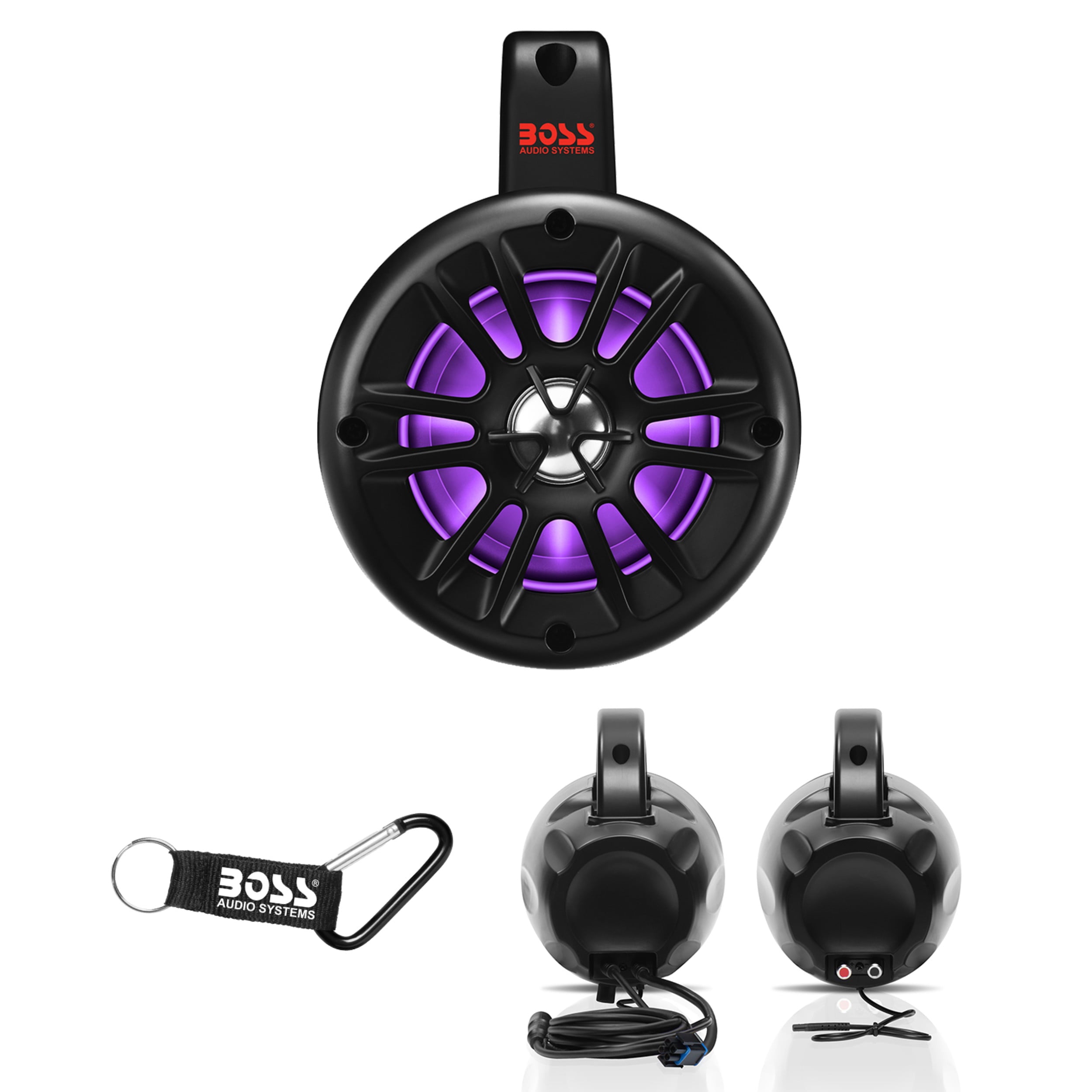 BOSS Audio Systems B40RGB ATV UTV Marine Weatherproof System - Amplified, 4 Inch Stereo Speakers, Full Range, 2 Way, Full Range Audio, Tweeters, Bluetooth, IPX5 Rated Weatherproof, Sold in Pairs